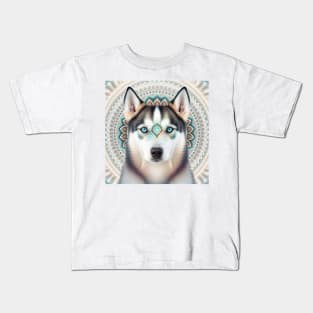 Fractal Design of A Siberian Husky Kids T-Shirt